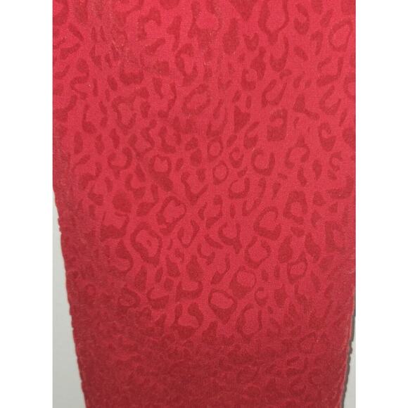 NANETTE LEPORE Textured Leopard Print Straight Leg Pants Red Stretch Size M - Picture 6 of 8